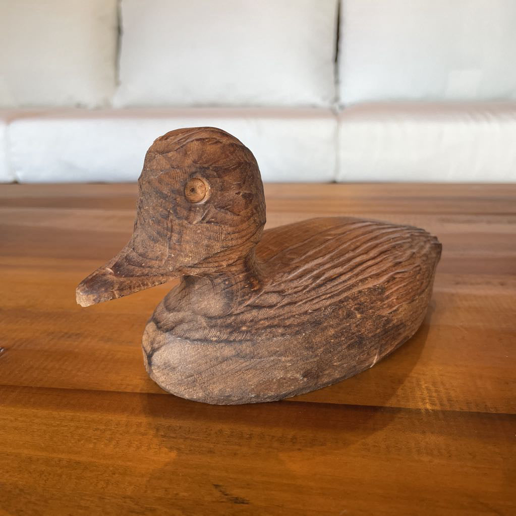 Small Rustic-Carved Wooden Duck Decoy UNIQUE FINDS