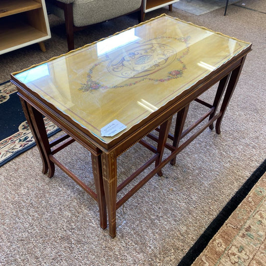 Floral French Provincial Nesting Cocktail Tables 3PC C COFFEE TABLES