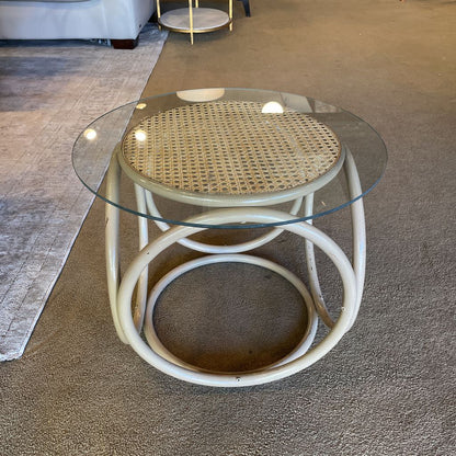 Bentwood Cane Glass Top End Table