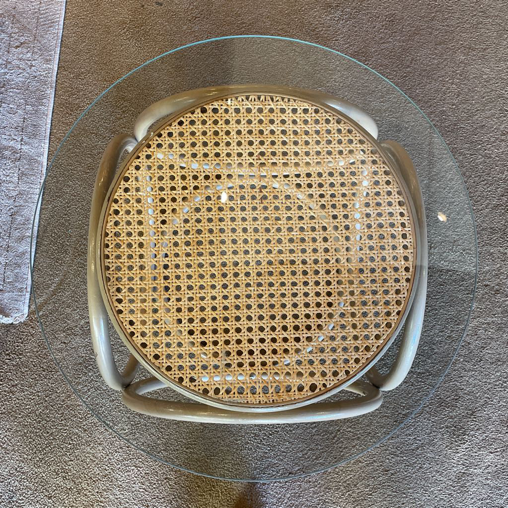 Bentwood Cane Glass Top End Table