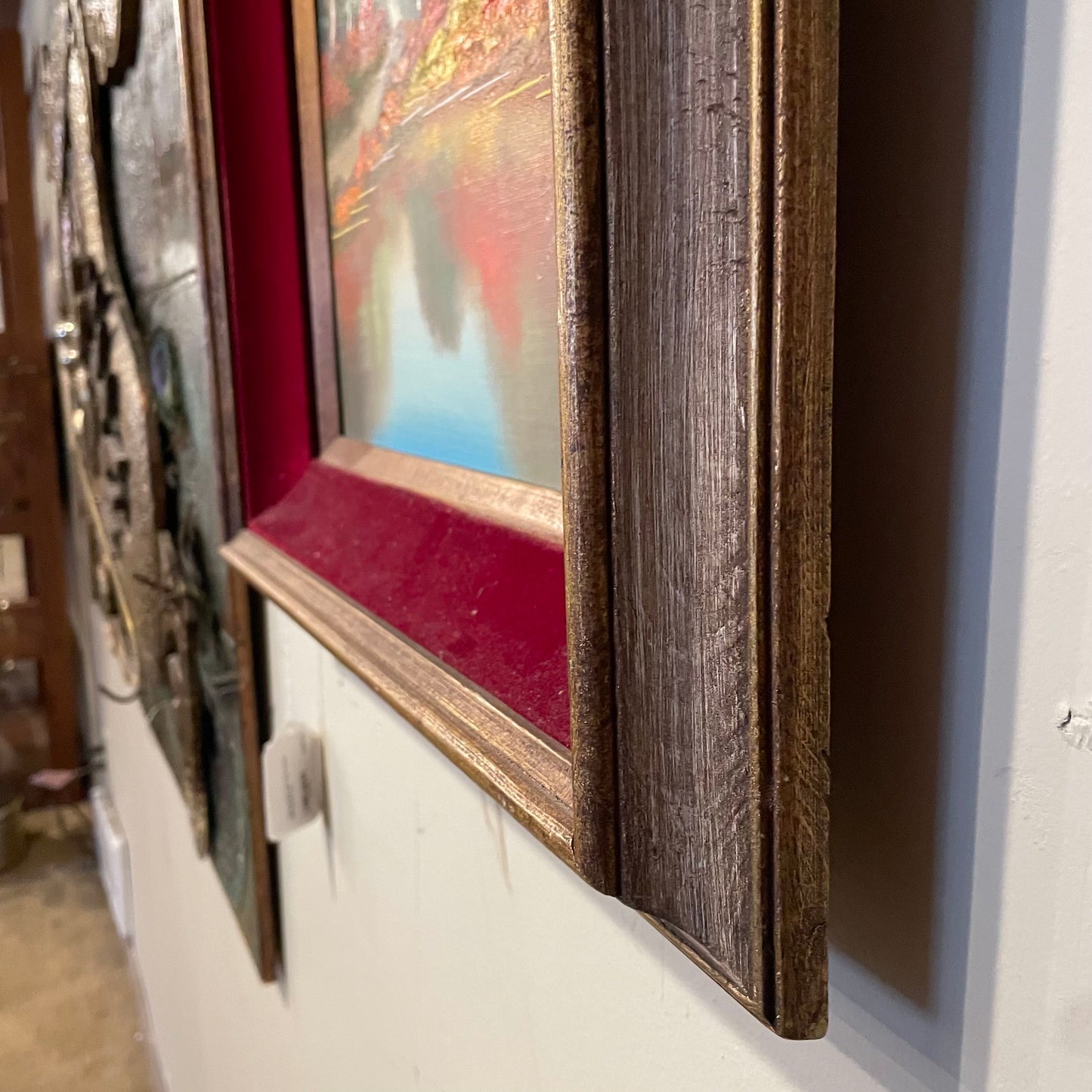 Lake Scene with Red Velvet Framing Art