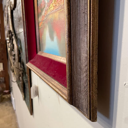 Lake Scene with Red Velvet Framing Art
