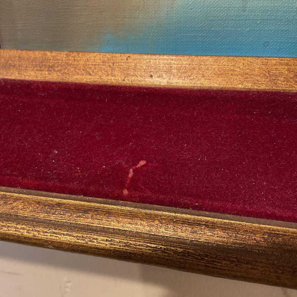 Lake Scene with Red Velvet Framing Art