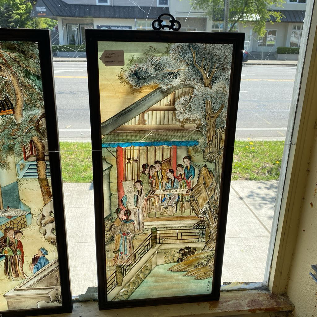 Reverse Painted Chinese Glass Panel 2 ART