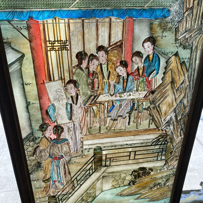 Reverse Painted Chinese Glass Panel 2 ART
