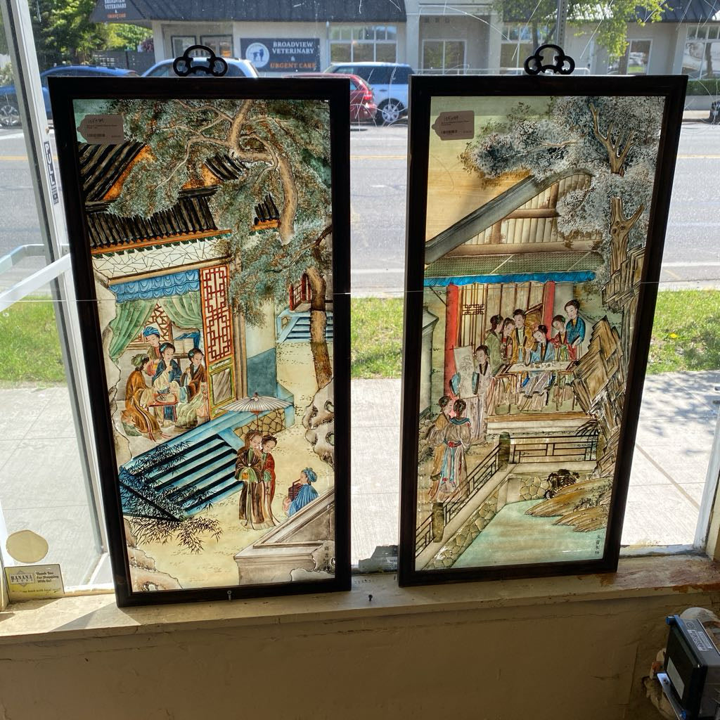 Reverse Painted Chinese Glass Panel 2 ART