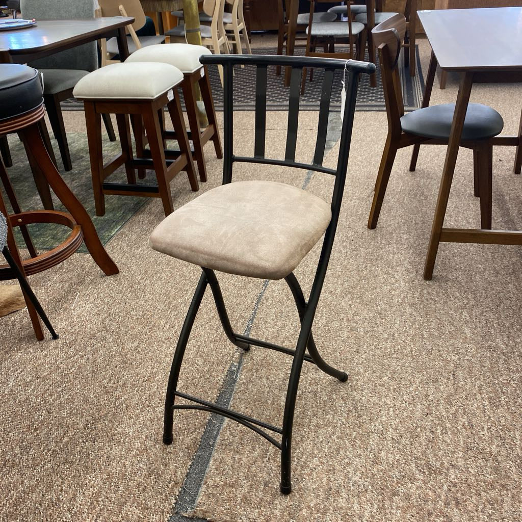 Metal Folding Taupe Seat Counter Stool (AS IS) UNCATEGORIZED