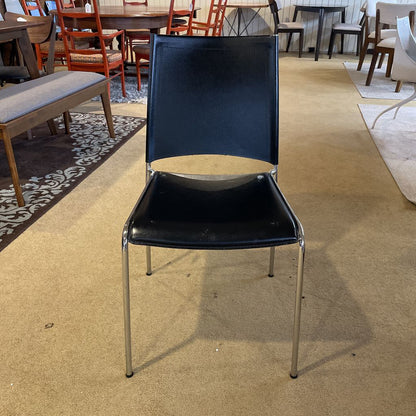 Black Leather Chrome Frame Dining Chair *Set of 6* C DINING CHAIRS