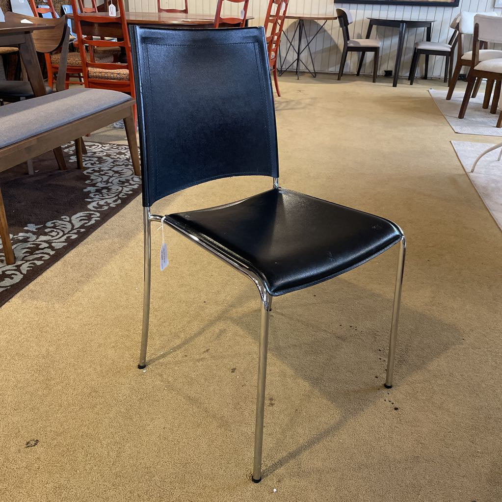 Black Leather Chrome Frame Dining Chair *Set of 6* C DINING CHAIRS