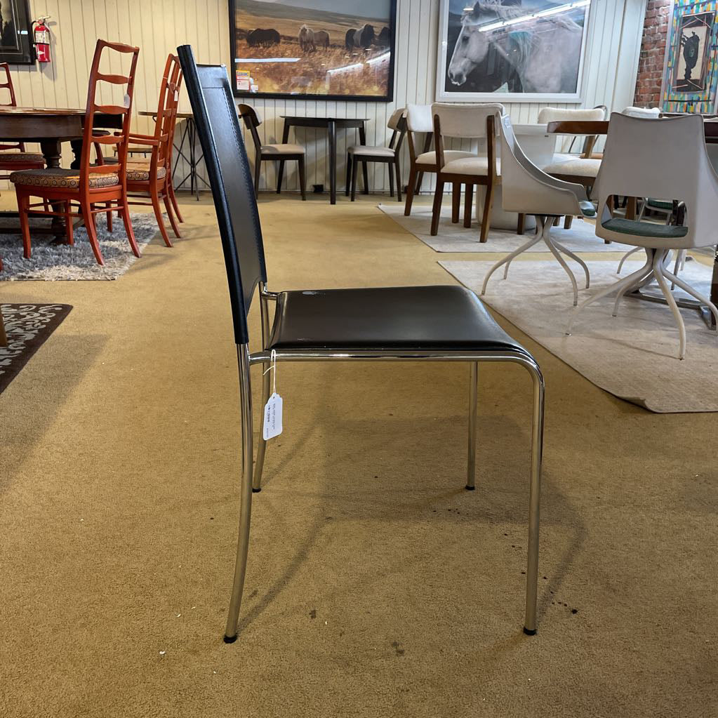 Black Leather Chrome Frame Dining Chair *Set of 6* C DINING CHAIRS