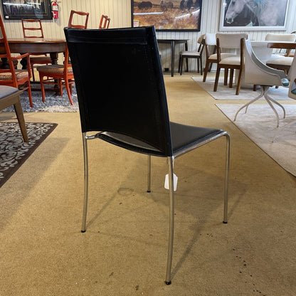 Black Leather Chrome Frame Dining Chair *Set of 6* C DINING CHAIRS