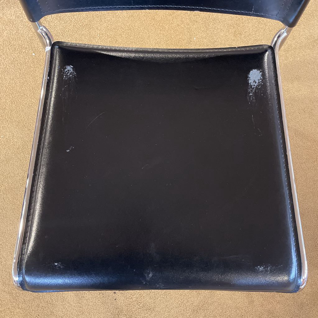 Black Leather Chrome Frame Dining Chair *Set of 6* C DINING CHAIRS