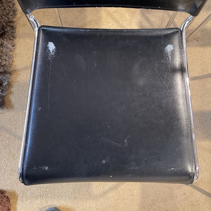 Black Leather Chrome Frame Dining Chair *Set of 6* C DINING CHAIRS
