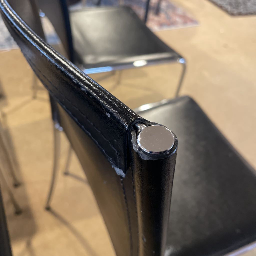 Black Leather Chrome Frame Dining Chair *Set of 6* C DINING CHAIRS
