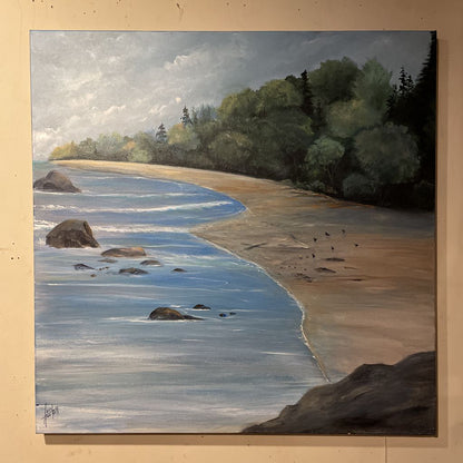 LOIS HASKELL "Lonely Beach II" 30"x30" ART