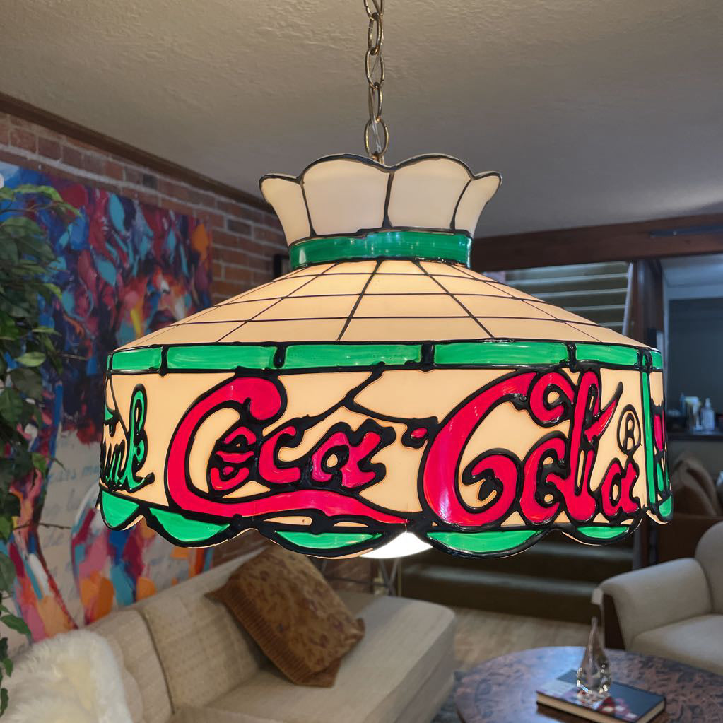 1970's Plastic Stained Glass-Style COCA-COLA Pendant Lamp LAMPS