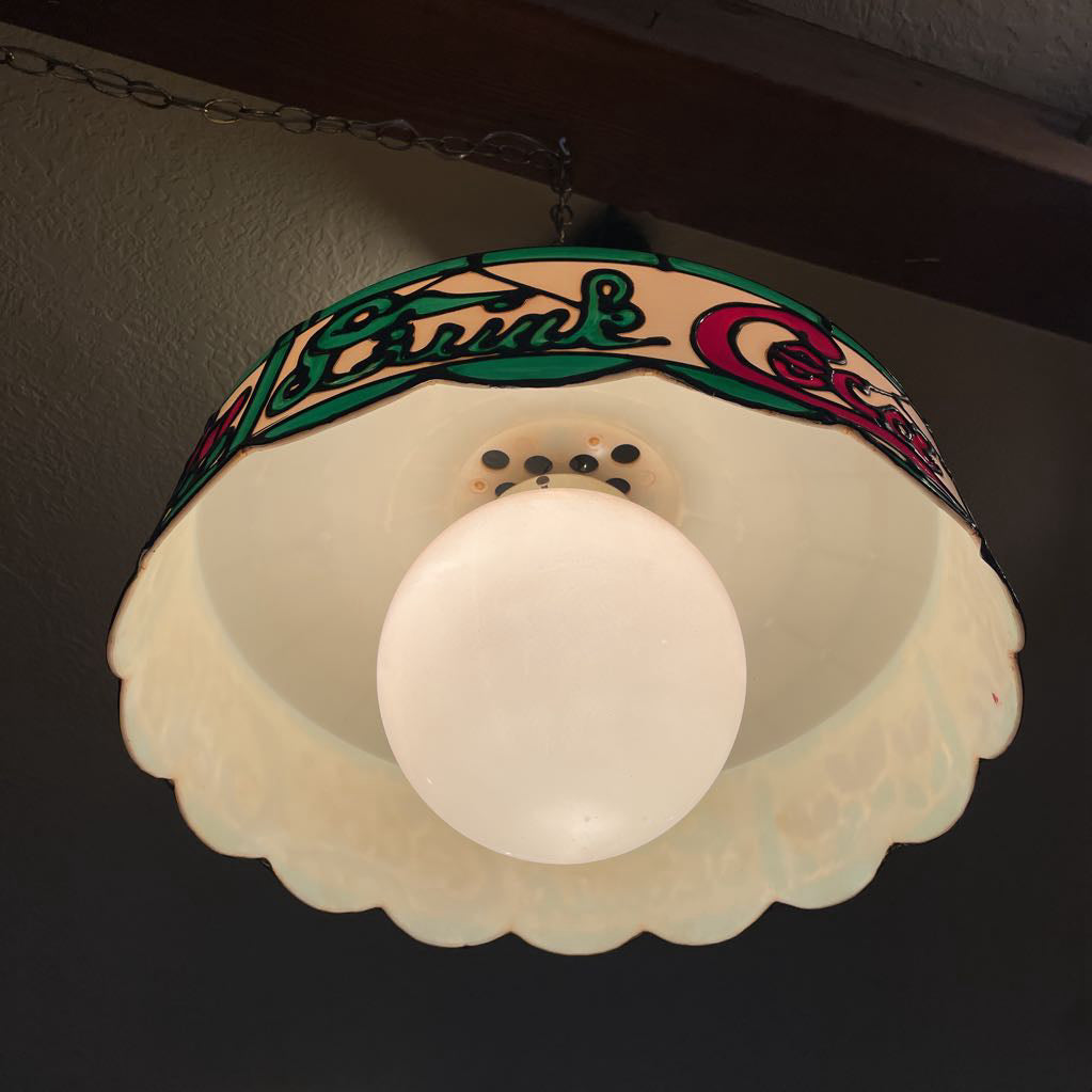 1970's Plastic Stained Glass-Style COCA-COLA Pendant Lamp LAMPS