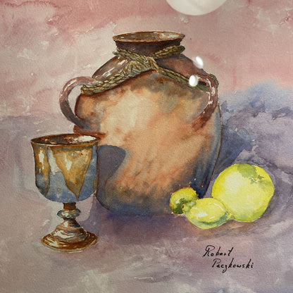 Still Life with Fruits, Cup & Pot Art/PNW Artist