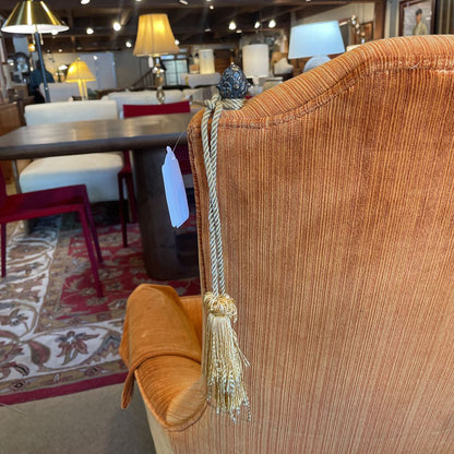 MCM Orange Velvet Tufted Back Chair w/ Tassels U ACCENT CHAIRS