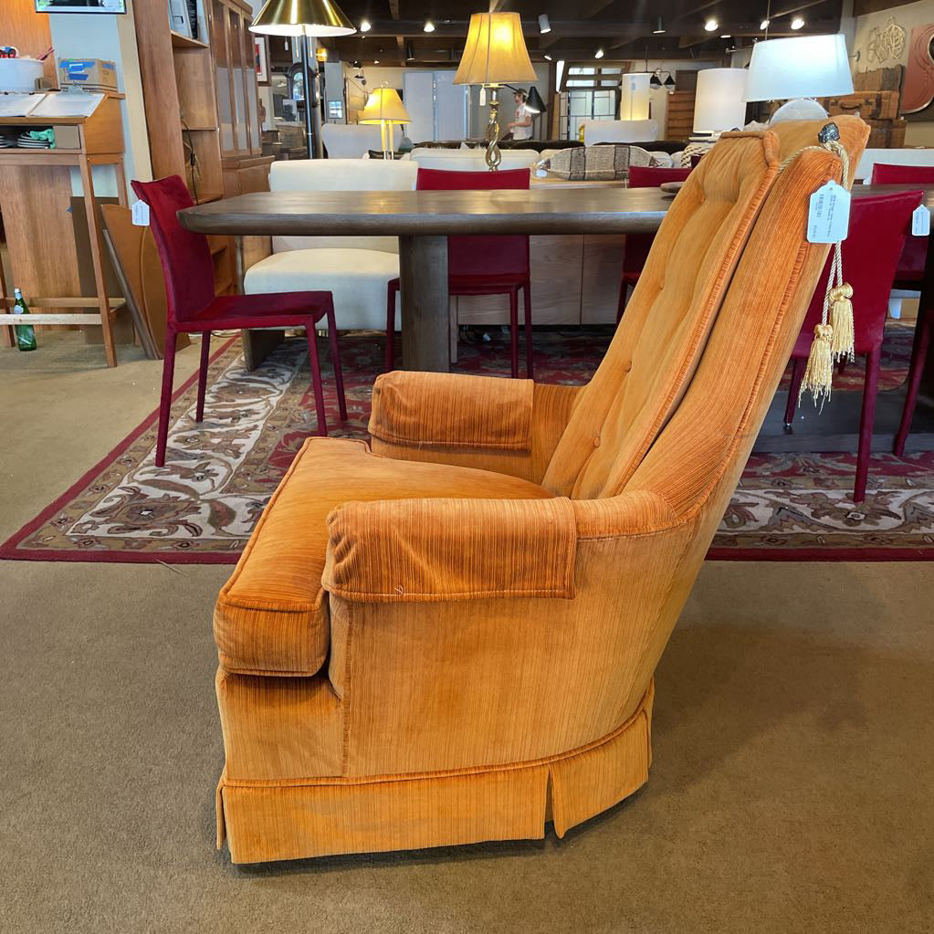 MCM Orange Velvet Tufted Back Chair w/ Tassels U ACCENT CHAIRS