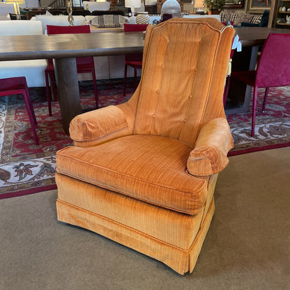 MCM Orange Velvet Tufted Back Chair w/ Tassels U ACCENT CHAIRS