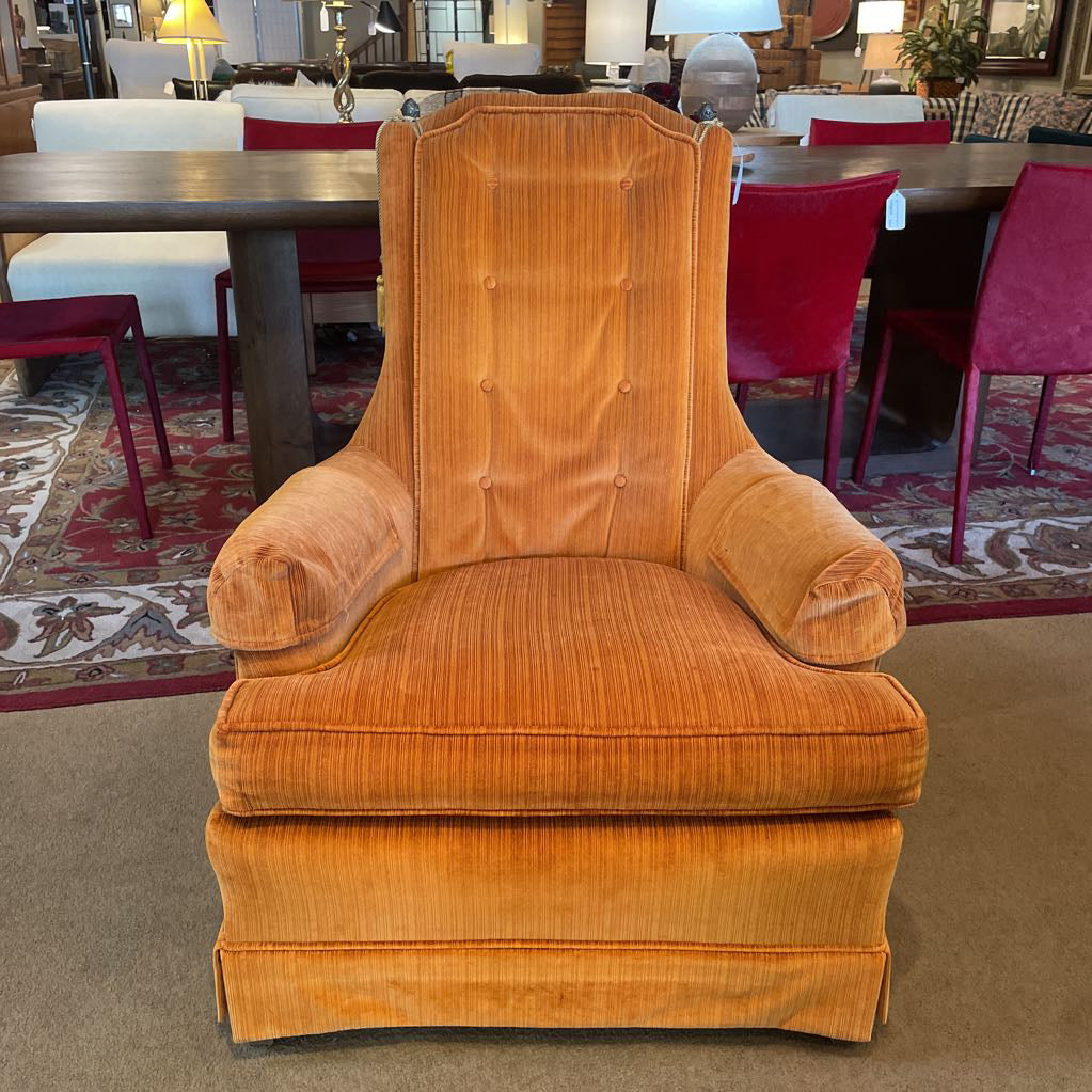 MCM Orange Velvet Tufted Back Chair w/ Tassels U ACCENT CHAIRS