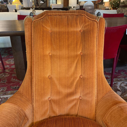 MCM Orange Velvet Tufted Back Chair w/ Tassels U ACCENT CHAIRS