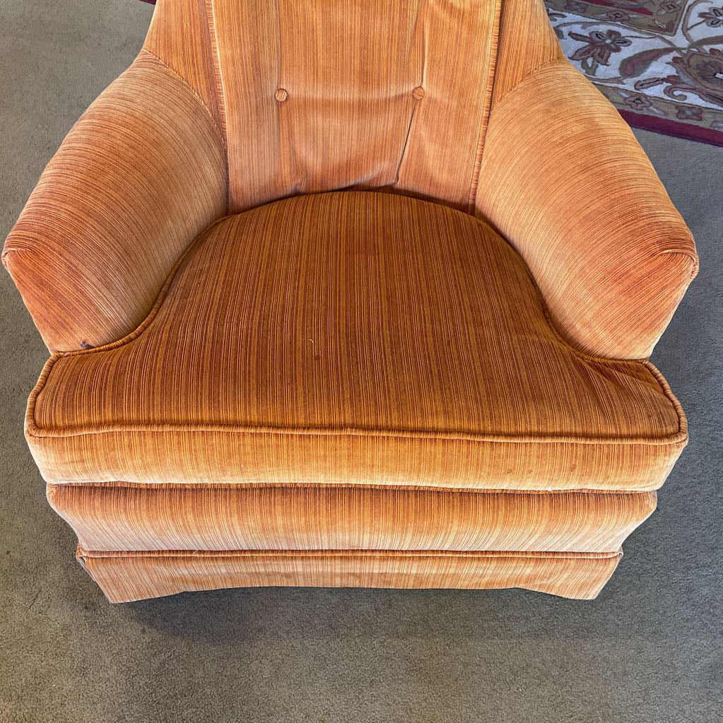 MCM Orange Velvet Tufted High Back Chair w/ Tassels U ACCENT CHAIRS
