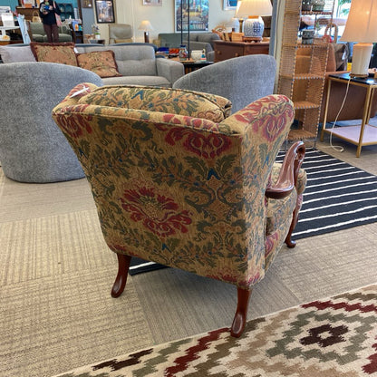 Queen Anne Wood Arm Floral Upholstery Accent Chair U ACCENT CHAIRS
