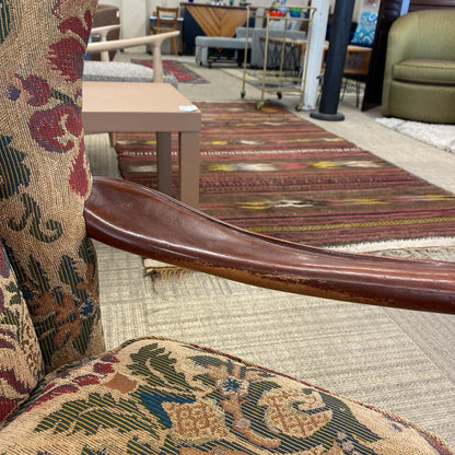 Queen Anne Wood Arm Floral Upholstery Accent Chair U ACCENT CHAIRS