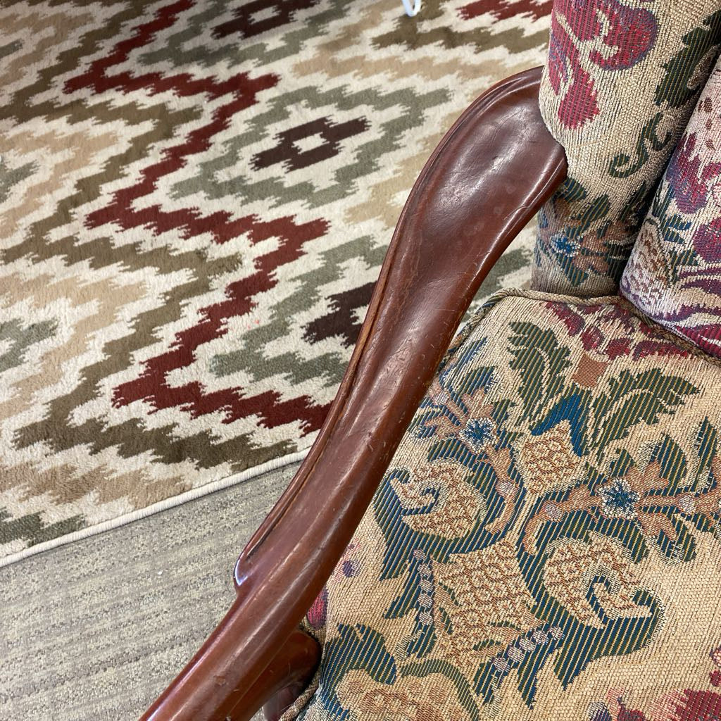 Queen Anne Wood Arm Floral Upholstery Accent Chair U ACCENT CHAIRS