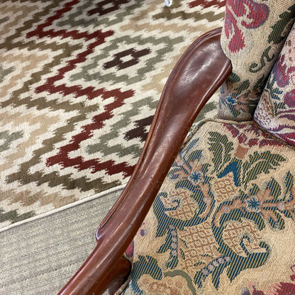 Queen Anne Wood Arm Floral Upholstery Accent Chair U ACCENT CHAIRS