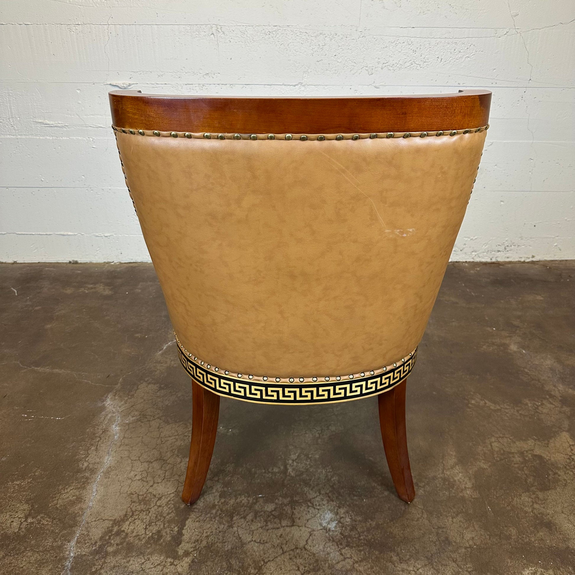 Empire Revival Style Wood & Leather Armchair w/ Bronze Decals U ACCENT CHAIRS