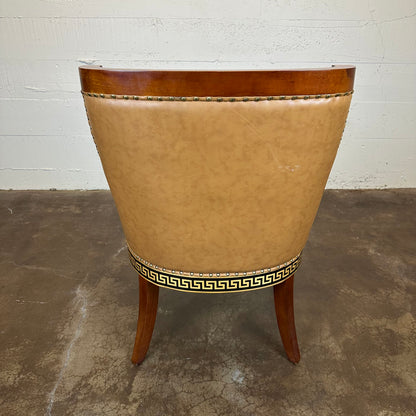 Empire Revival Style Wood & Leather Armchair w/ Bronze Decals U ACCENT CHAIRS