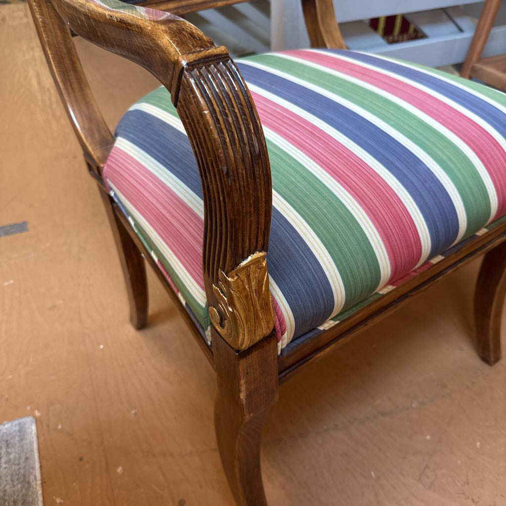Louis Style Striped Wood Armchair U ACCENT CHAIRS
