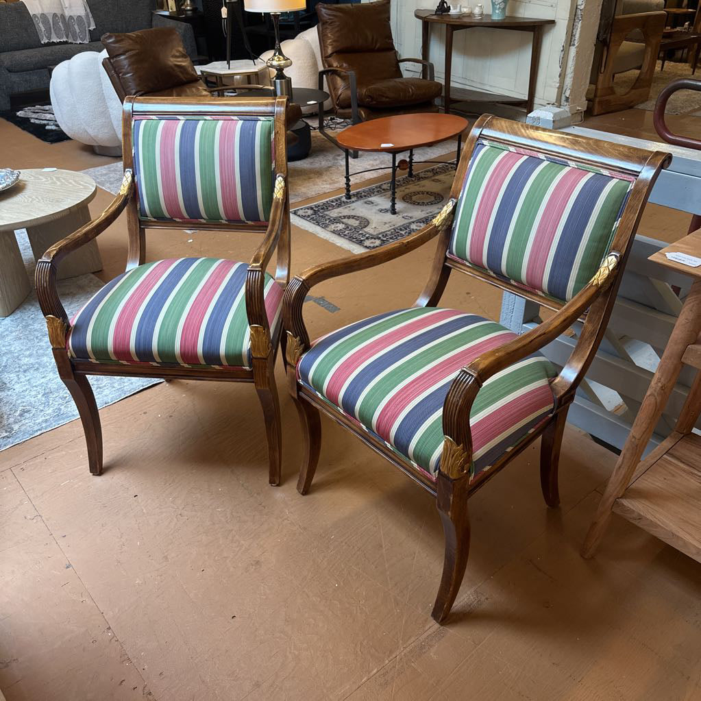 Louis Style Striped Wood Armchair U ACCENT CHAIRS