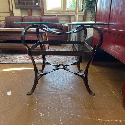 Jaques Adnet Hermes Glass & Wrought Iron Side Table C SIDE TABLES