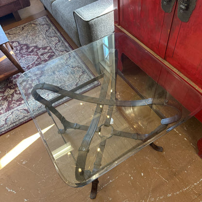 Jaques Adnet Hermes Glass & Wrought Iron Side Table C SIDE TABLES