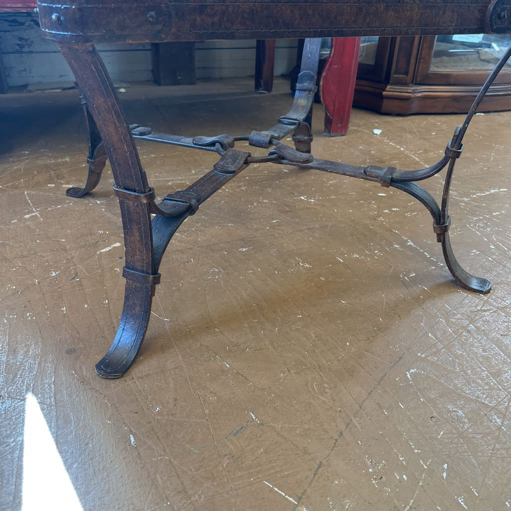 Jaques Adnet Hermes Glass & Wrought Iron Side Table C SIDE TABLES