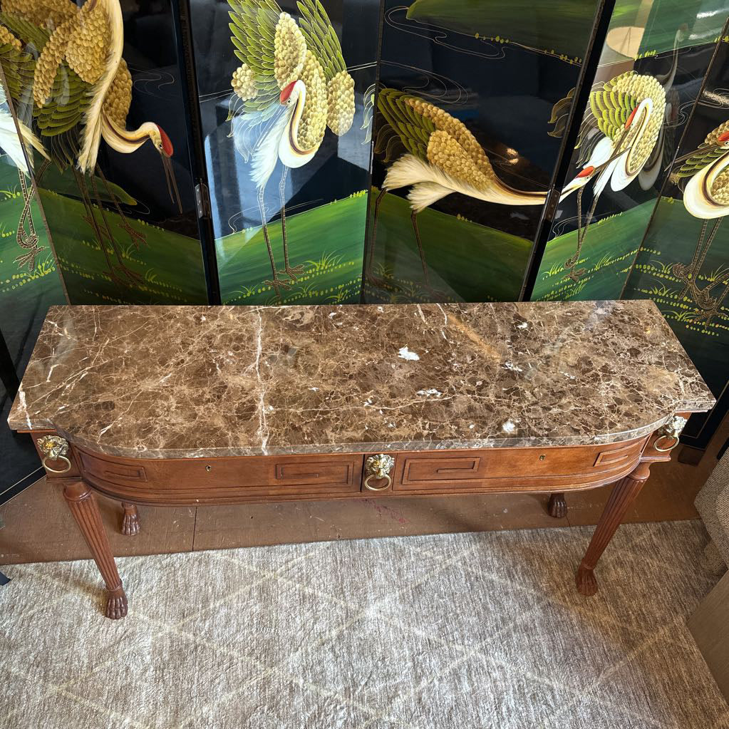 Henredon Natches Marble Console w/ Drawers (AS IS) C CONSOLE TABLES