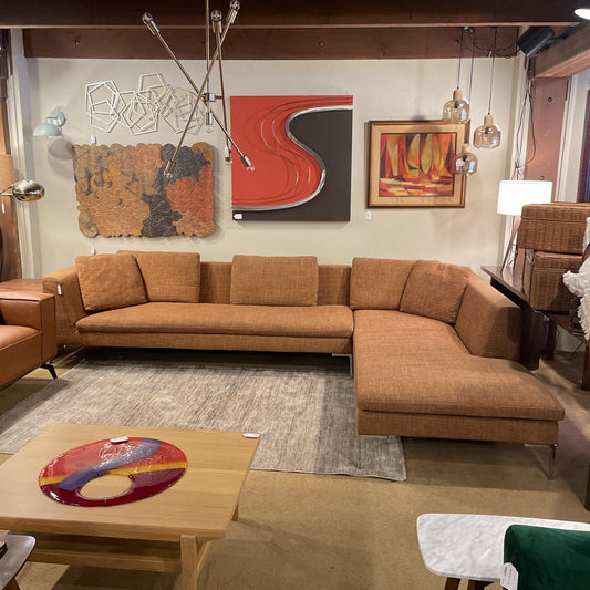 Dark Orange Sofa and Chaise AS IS