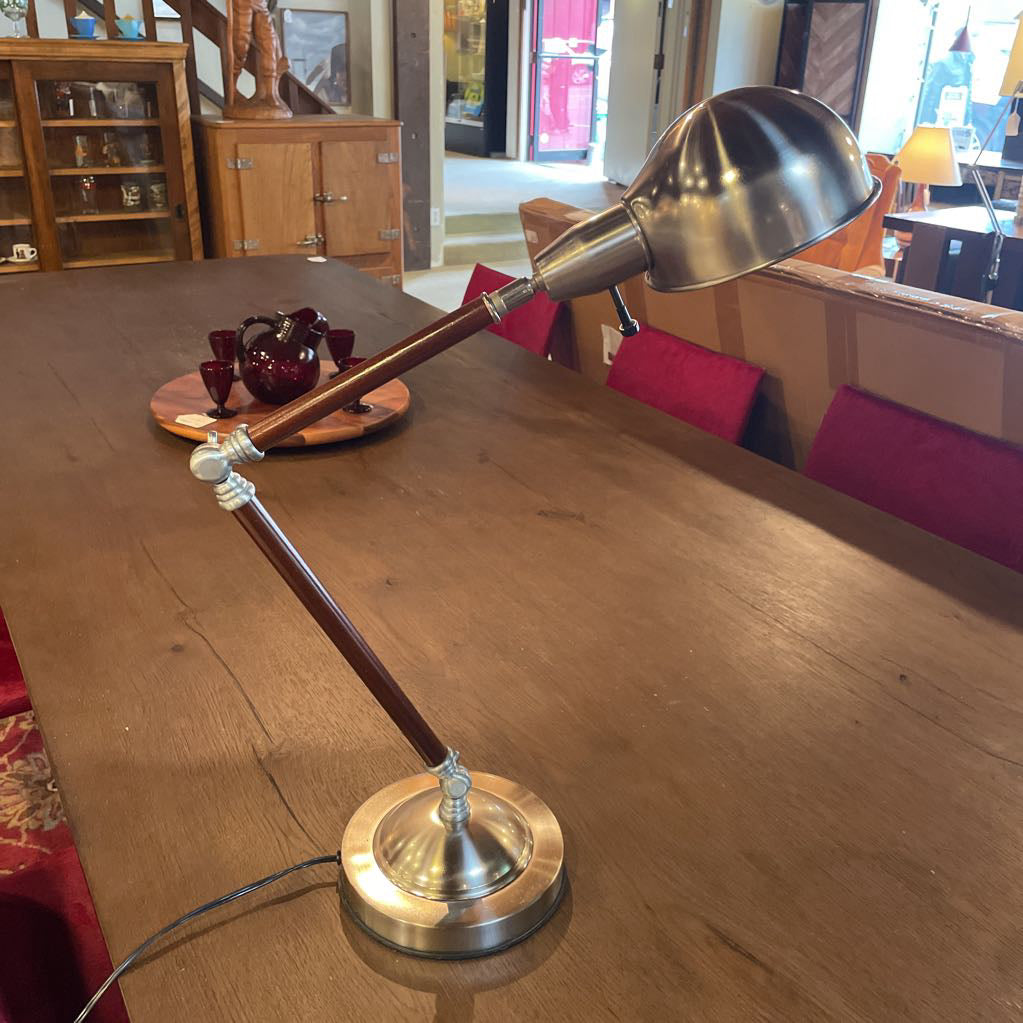 Brushed Metal Wooden Neck Table Lamp LAMPS
