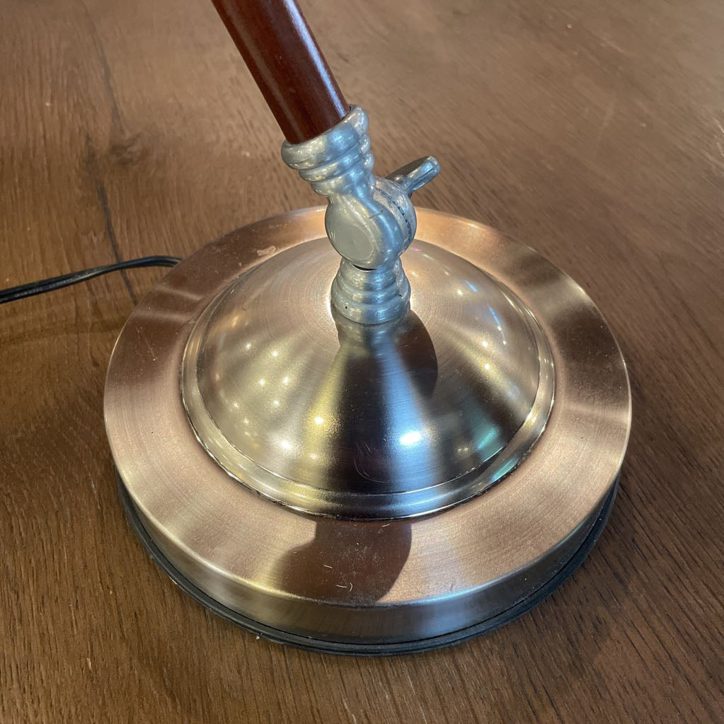 Brushed Metal Wooden Neck Table Lamp LAMPS