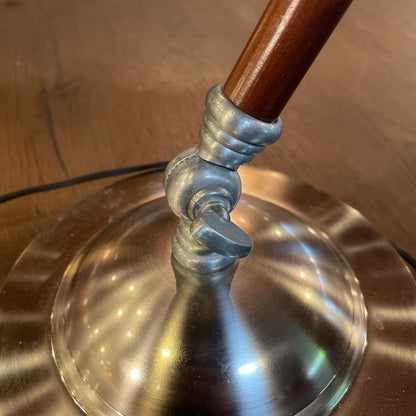 Brushed Metal Wooden Neck Table Lamp LAMPS