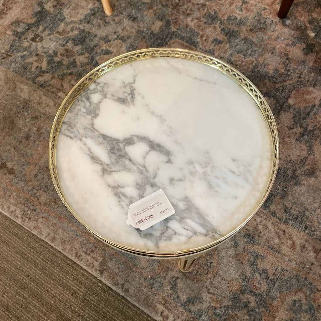 French Provincial Modernized Cocktail Table w Stone Top C SIDE TABLES