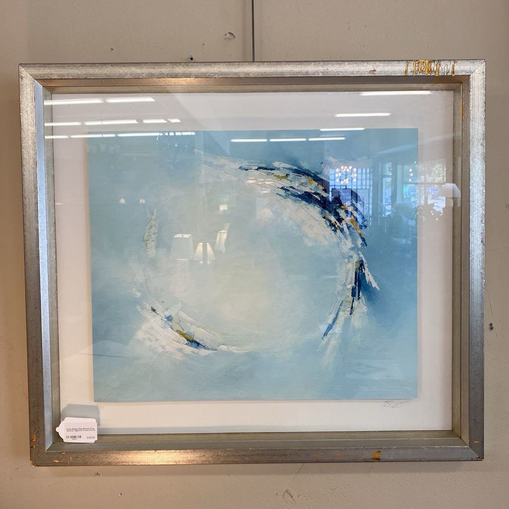 Nicola Bonney Blue Element Circle Abstract Signed & Framed Print ART