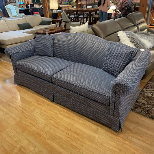 Vintage Blue Scalloped Pattern Rolled Arm Sofa U SOFAS