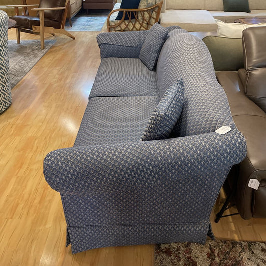 Vintage Blue Scalloped Pattern Rolled Arm Sofa U SOFAS