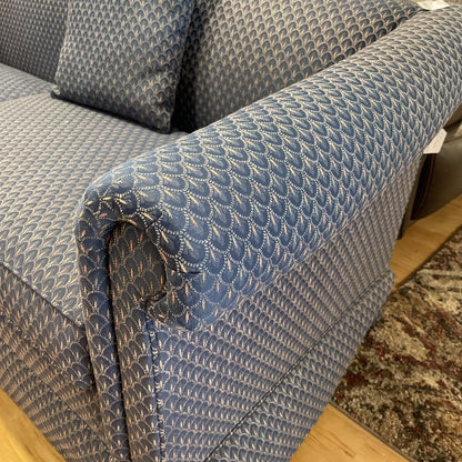 Vintage Blue Scalloped Pattern Rolled Arm Sofa U SOFAS