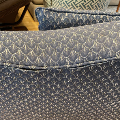 Vintage Blue Scalloped Pattern Rolled Arm Sofa U SOFAS